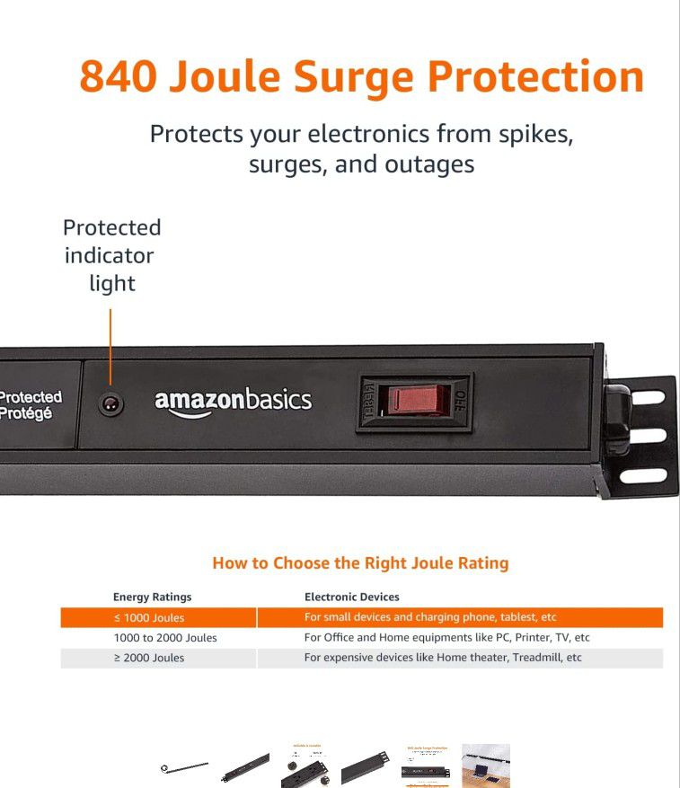 24 outlet Metal surge protector power strip 840 joule