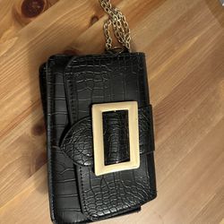 Black Small Purse With Gold Chain 