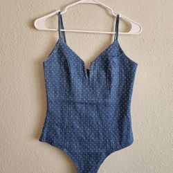 Blashe Denim Rhinestone Bodysuit