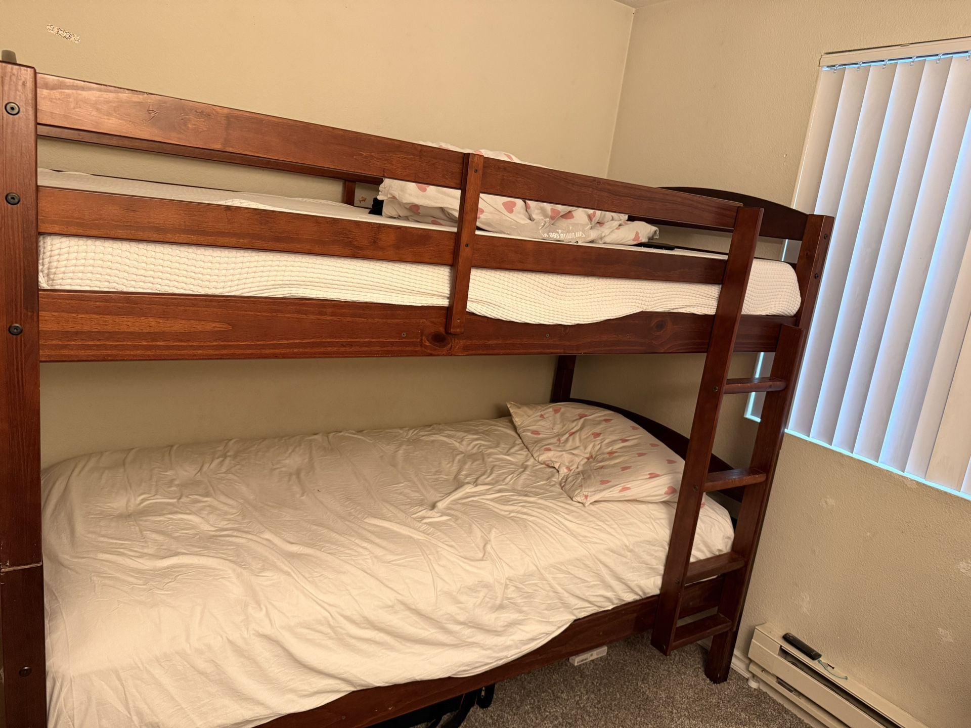 Solid Wood Bunk Bed + Mattresses -$200 (moving Sale)