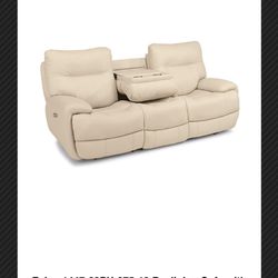 Flexsteel Evian Leather Power Reclining Loveseat with Console