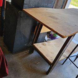 WORK BENCH TABLE WITH STOOL GOOD CONDITION 