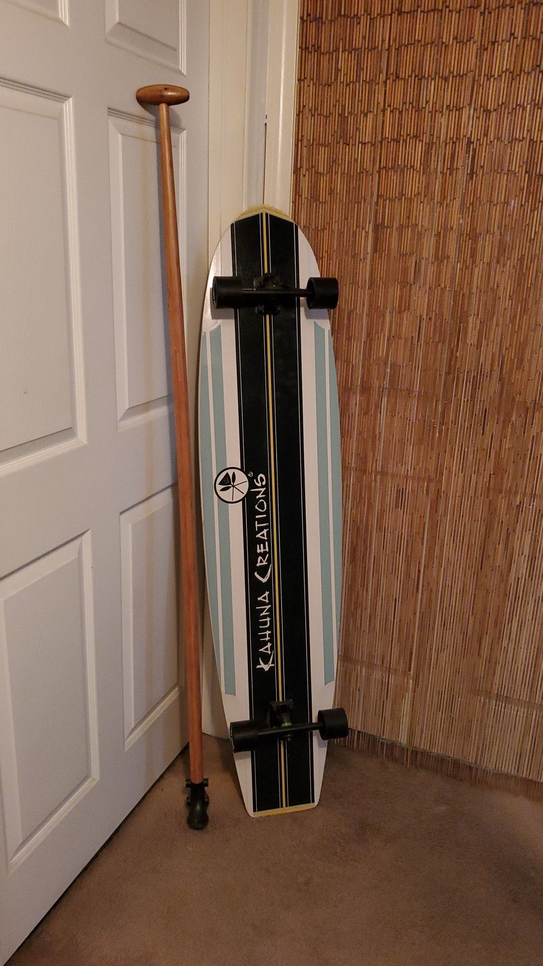 Kahuna creations Bombora 59" longboard with bamboo 5.6" big stick.