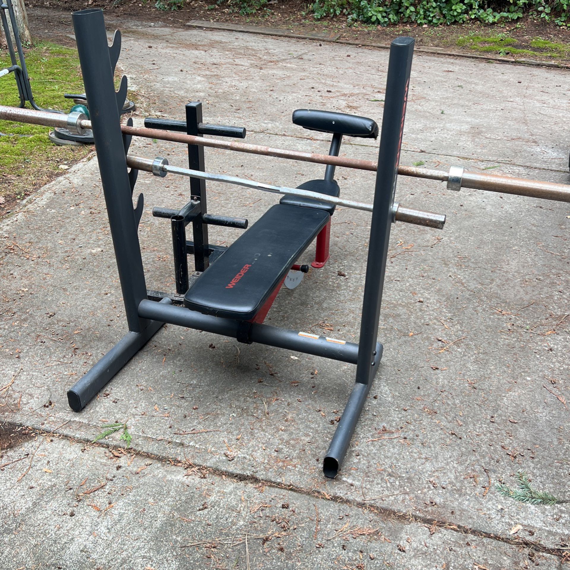 Bench Press With Barbell And Weight Rack