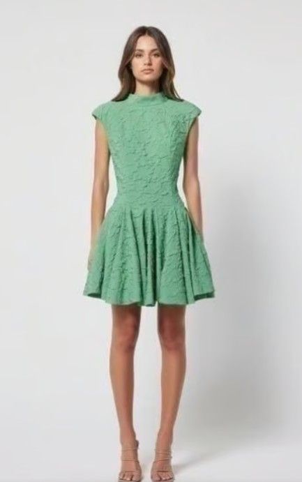 Villandry Green Mini Dress Embossed jacquard Dress size XXS