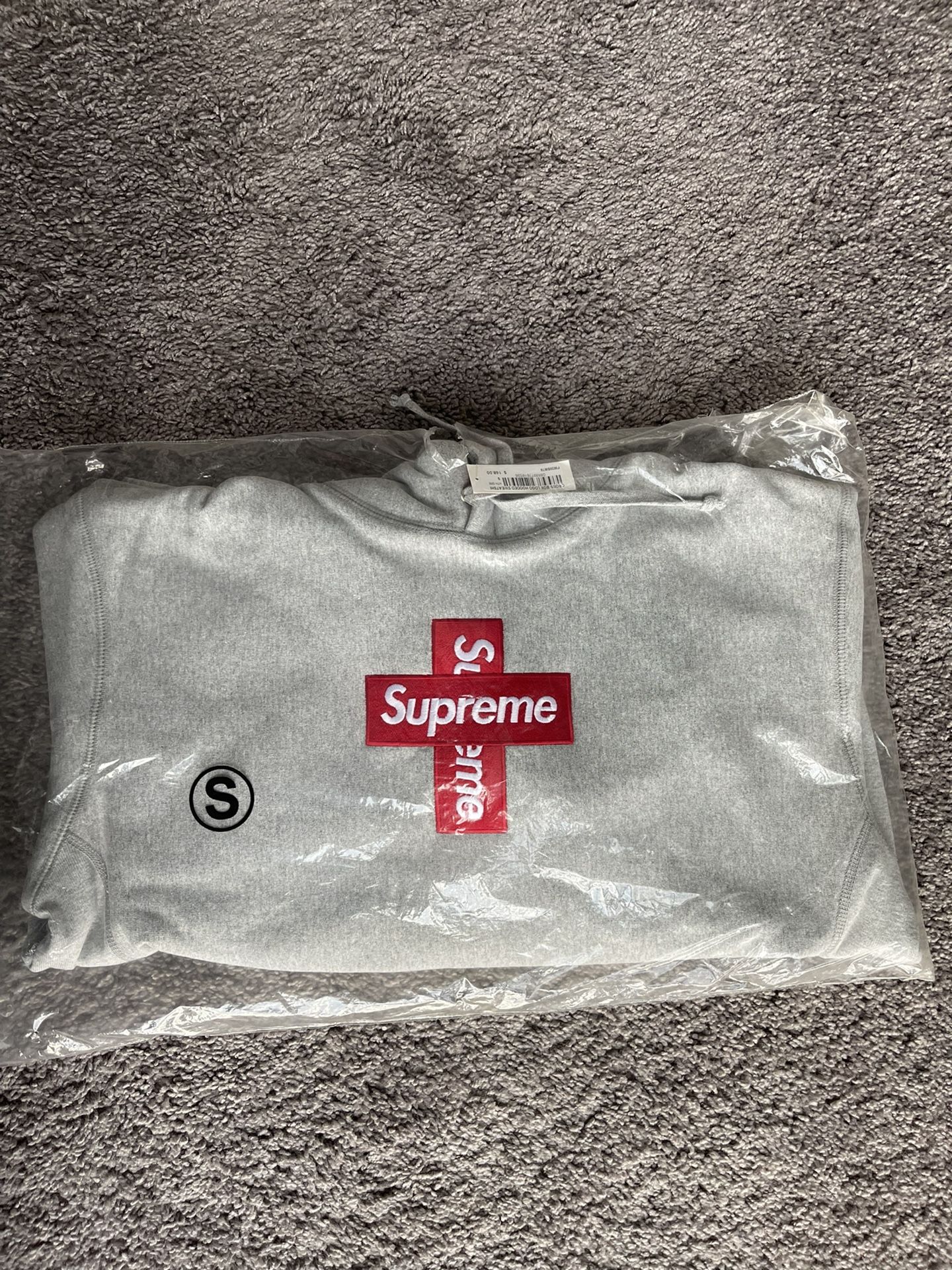 SUPREME CROSS BOX LOGO HOODIE GREY