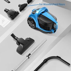Canister Vacuum Cleaner, 30KP Bagless Vacuum Cleaner, 4.5QT Large Dust Cup, Retractable Cord, Double HEPA Filter, 6 Tools, 1600W Lightweight Canister 