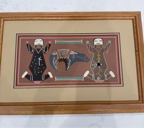 Authentic Navajo sand painting depicts Father Sky and Mother Earth
