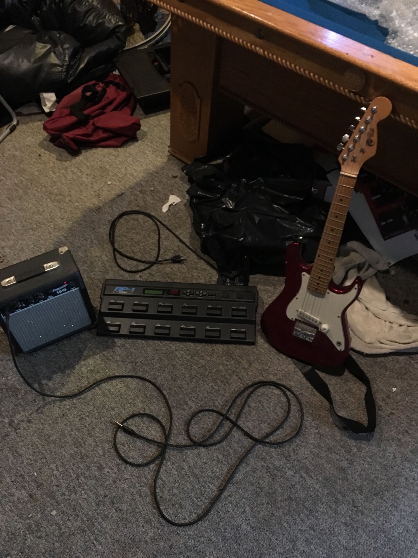Guitar with amp and amplifier