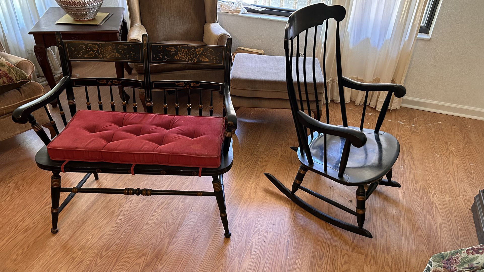 Vintage Rocking Chair And Bench , Nichols And Stone CO