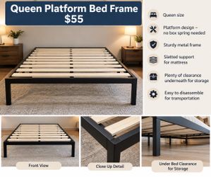 Queen size platform bed