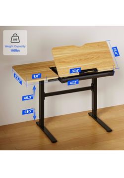 Electric Drafting Table Adjustable Height 47.2"x23.6" Standing Drawing Desk