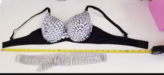 Selena Blingy Sparkly Rhinestone Bra/Bustier, Hat and Belt Costume