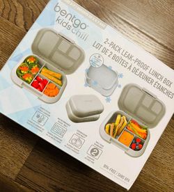 Bentgo Kids Chill 2 Pack Gray Lunch Containers Reusable Leak Proof Lunch Box New In Box  