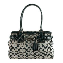 Coach Hampton Signature Canvas Shoulder Bag with Black Leather No. J0982-F13065