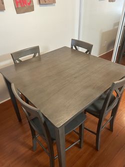 Gray Counter Height Dining Table with 4 Chairs