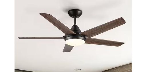 YUHAO 48 in. Color Changing Integrated LED Indoor Brown Ceiling Fan with Light Kit and Remote