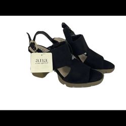 a.n.a Womens Daly Heeled Sandals Size 7.5 M Black