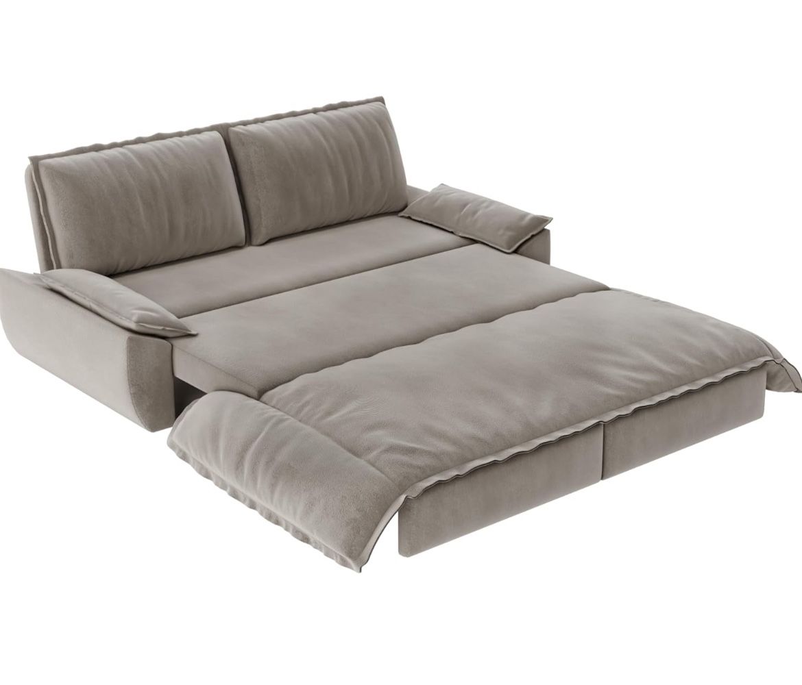 73.2" Queen 3 in 1 Convertible Modern Sofa Bed,Multi Functional Storage Loveseat Couch with 2 Pillows,Pull Out Velvet Chaise Sleeper for Living Room,G