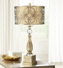 Brass double shade candlestick table lamp