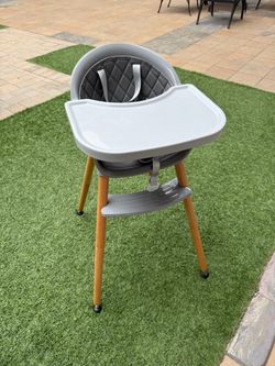 Fodoss Convertible Baby High Chair with Wood Legs and Removable Dishwasher Safe Tray