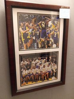 Los Angeles Lakers Double Custom Framed 12x18 Finals Pics With COA Thumbnail
