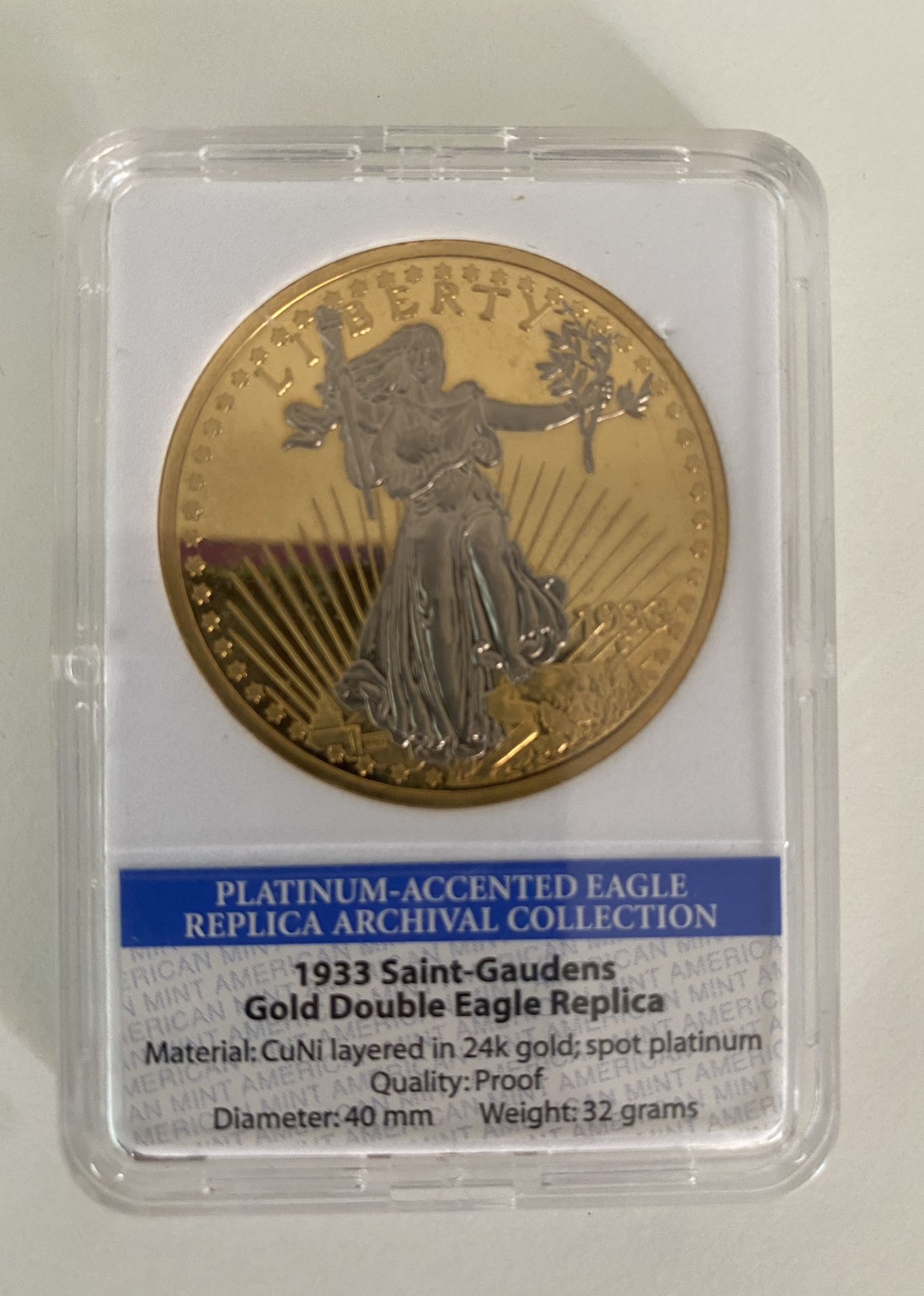 ✨ 1933 Saint-Gaudens Gold Double Eagle Replica – Proof Coin – Collector’s Edition