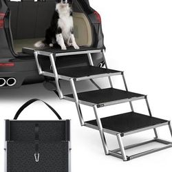 New Extra Wide Dog Stairs for Large Dogs, Foldable Dog Ramp for Car with Non-Slip Surface