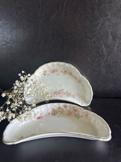 Victorian "La Belle China" by Wheeling Pottery Floral Trinket Dishes (Bone Dishes) 1(contact info removed)'s