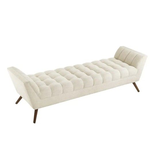 NEW Upholstered Fabric Bench, Beige