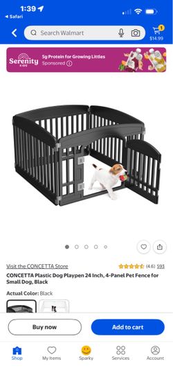 CONCETTA 4-Panel Plastic Dog Playpen, Black