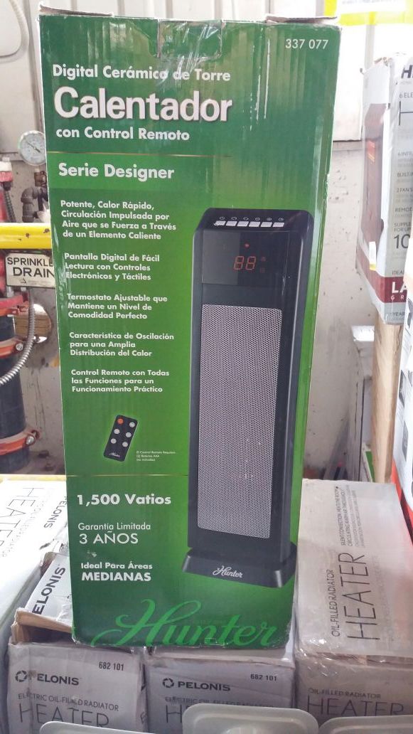 Hunter digital ceramic tower heater with remote control for Sale in