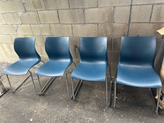 Set of 4 Blue office chairs