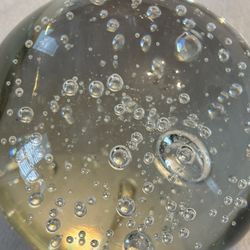 Vintage Clear Glass Controlled Bubbles Paperweight 