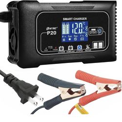 10A/20A 12V/24V Fully Automatic Maintainer, Trickle Charger/Desulfator with Overcharge Protection & Temperature Compensation for LiFePO4 Lead Acid Lit