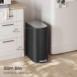 13-Gallon Dual Kitchen Trash Can, 5.3 and 8 Gallon Compartments, Garbage Can with Wing Lids, Stainless Steel, Soft Close, Inner Buckets, M