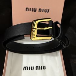 Miu Miu Nappa Leather Belt Womens Size 32