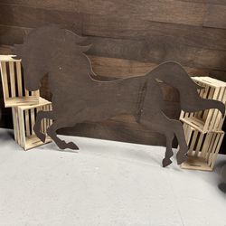 Large wooden horse cutout decoration