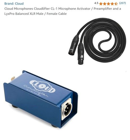 Cloud Microphones Cloudlifter CL-1 Microphone Activator / Preamplifier and a LyxPro Balanced XLR Male / Female Cable