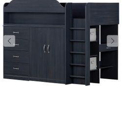 Asten Contemporary Blue Twin Loft Bed