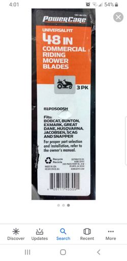 Power care universal fit commercial riding mower blades