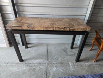 Stone Tile Herringbone Console Table