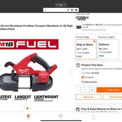 M18 Fuel Milwaukee Deep Cut Bandsaw $400 Combo 