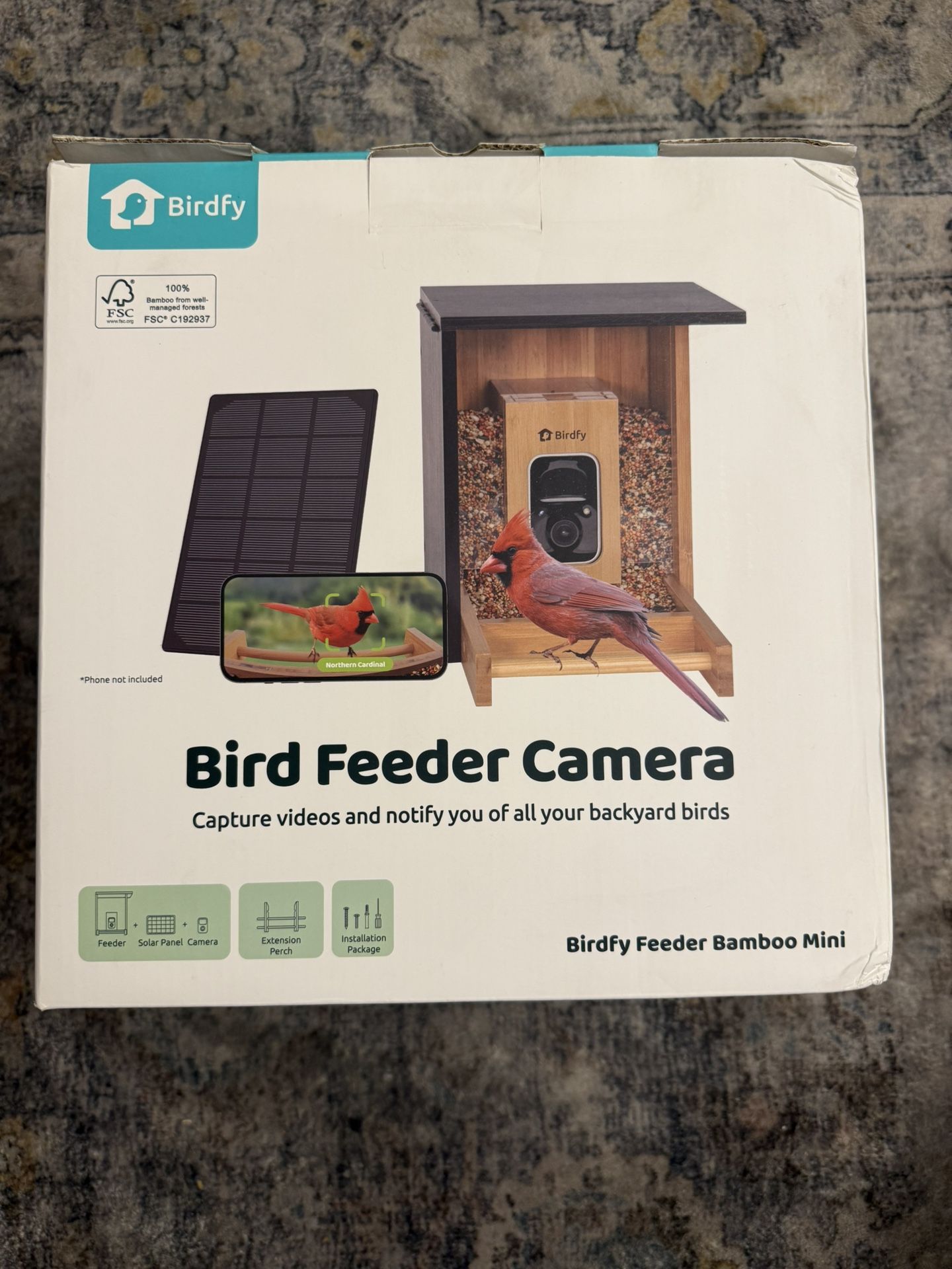 Birdfy NI-8411 Bamboo Bird Feeder With Camera & Solar Power Panel