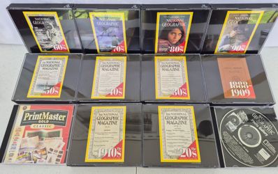 National Geographic Magazine 109 Years CD-ROM Collection W/Wooden Display Case
