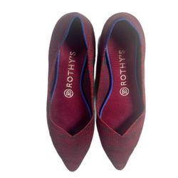 Pointed Toe Rothy’s Flats W7.5 Red Knit Sustainable Slip On