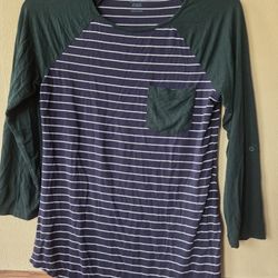 Market & Spruce Blue 3/4 Length Sleeve Sweater with Button Accents