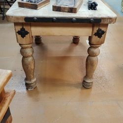 Rustic Wood Small Coffee Table Or End Table w/ Wrought Iron Nail Heads & Wrought Iron Embellishments 36"x24"x23"