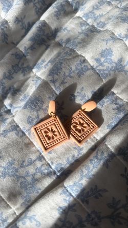 Peach Clay Square Drop Earrings