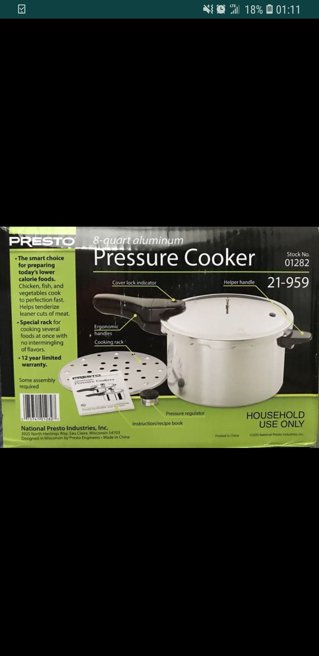 Bene Casa 8 Liter Pressure Cooker for Sale in Miami, FL - OfferUp